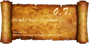 Ormándi Tivadar névjegykártya